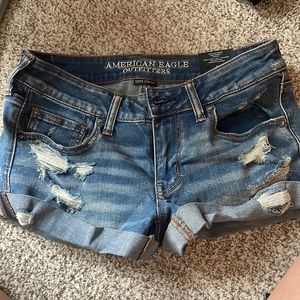 American eagle super low shortie jean shorts